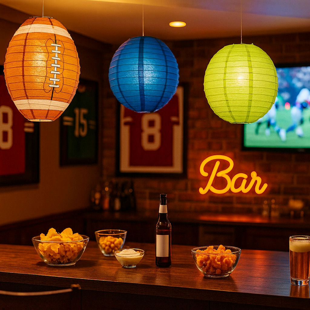 Sports-Themed Paper Lantern Ideas for Tailgating, Game Rooms & Home Bars