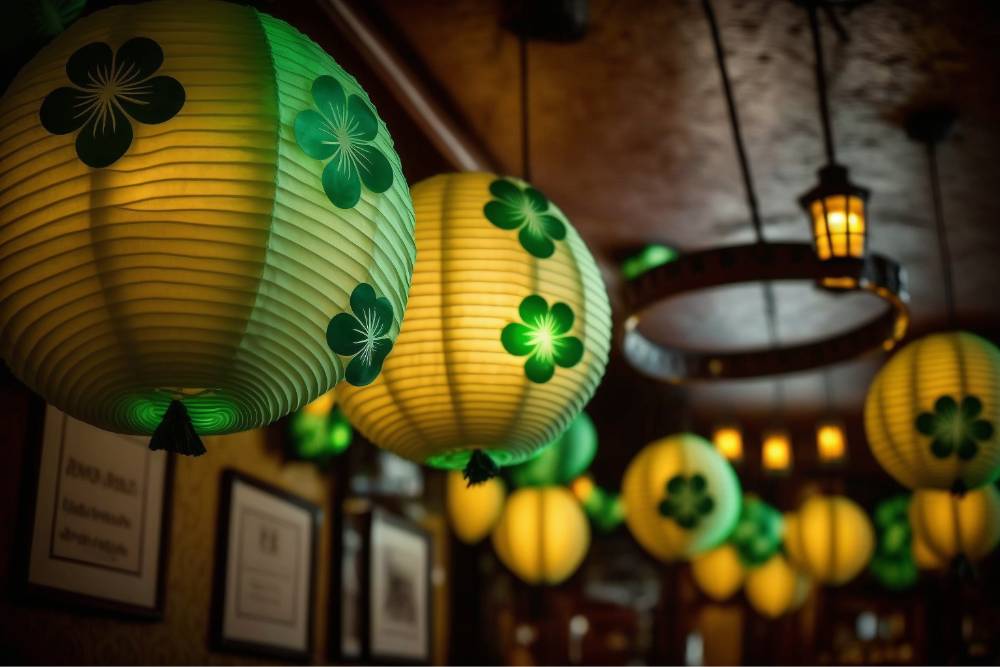 How to Decorate for St. Patrick’s Day with Green & Gold Lanterns and String Lights