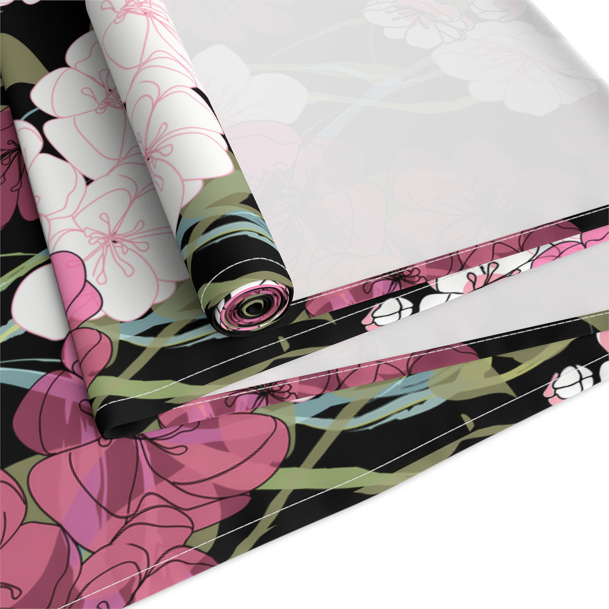 Midnight Table Runner with Cherry Blossom Floral Pattern (16&quot; × 72&quot;)