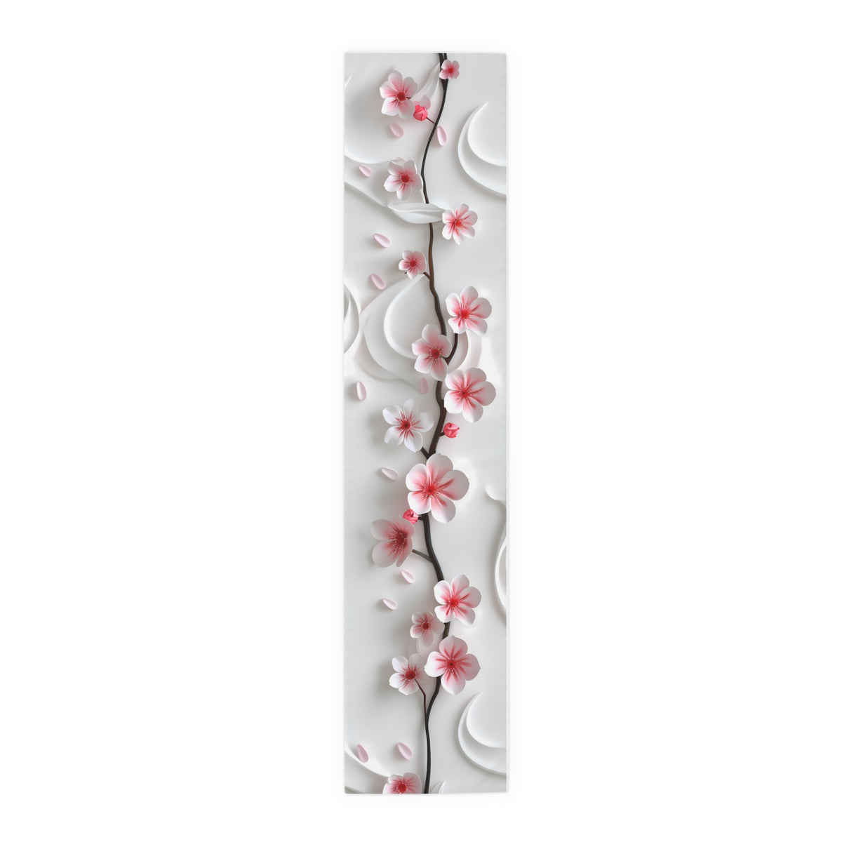 3D Table Runner with Pink Cherry Blossoms Design (16&quot; × 72&quot;)