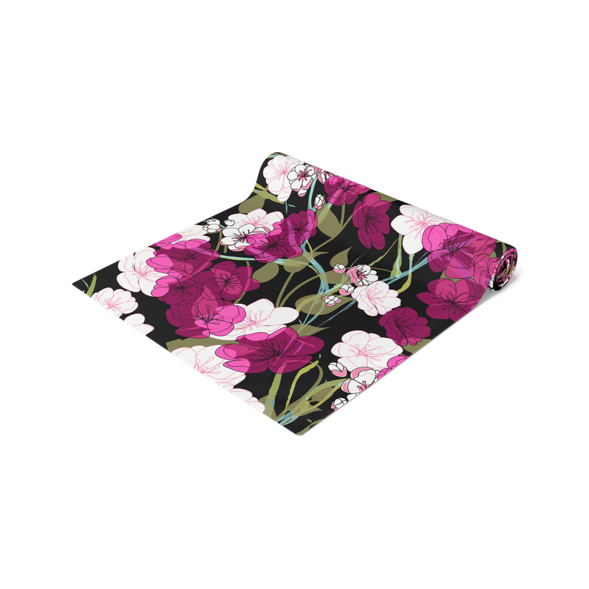 Midnight Table Runner with Cherry Blossom Floral Pattern (16&quot; × 72&quot;)