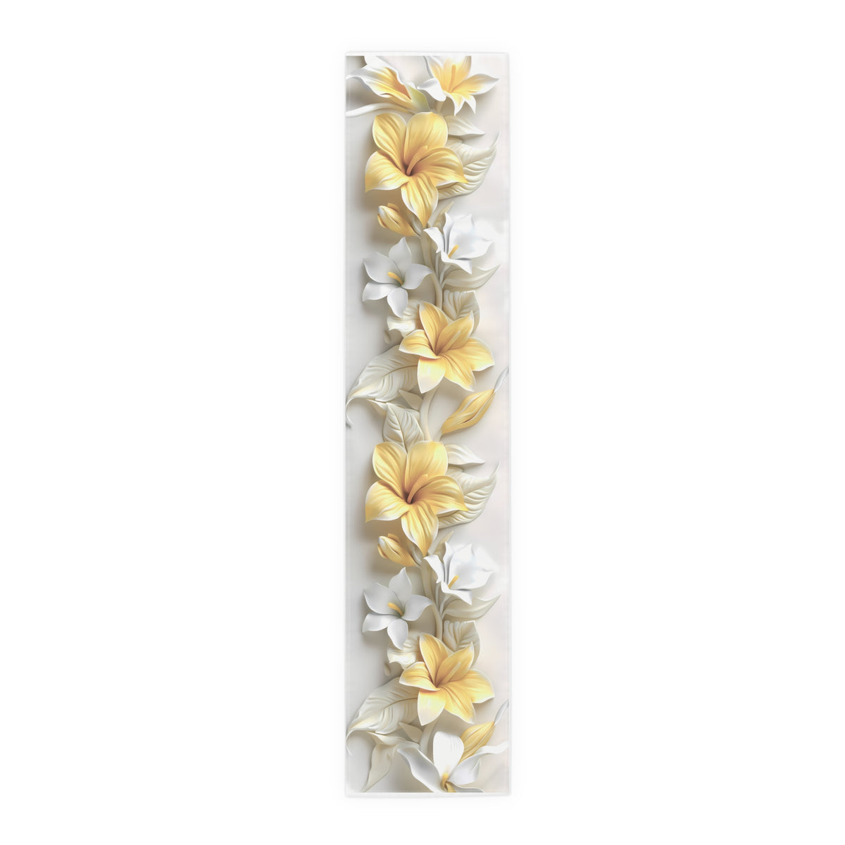 3D Table Runner with Golden Yellow Mandevilla Floral Design (16&quot; × 72&quot;)