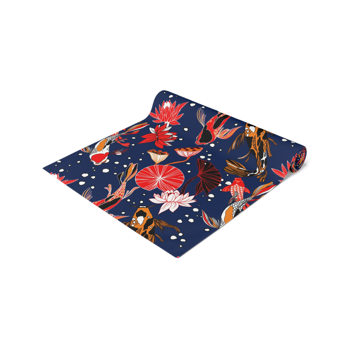 Midnight Table Runner with Koi Fish Design (16&quot; × 72&quot;)