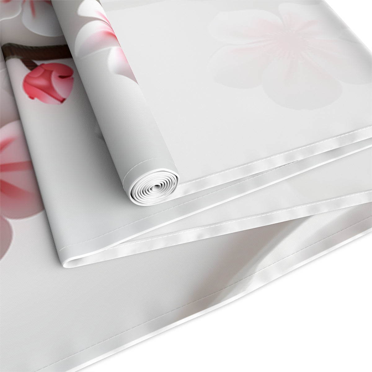 3D Table Runner with Pink Cherry Blossoms Design (16&quot; × 72&quot;)