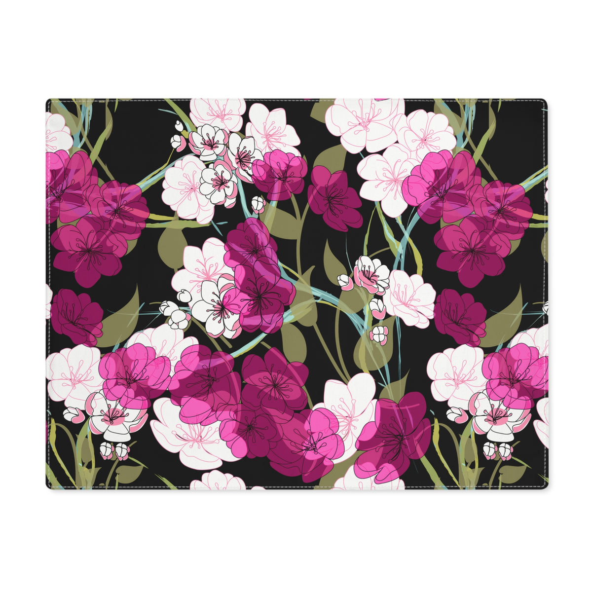 Decorative Cotton Place Mat with Midnight Cherry Blossom Design (18&quot; x 14&quot;)