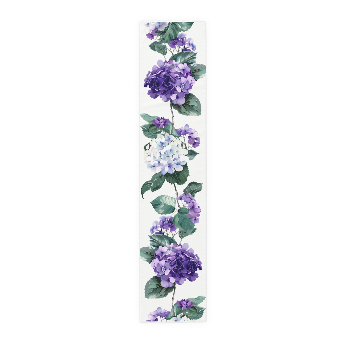 Serenity Table Runner with Purple Hydrangea Floral Design (16&quot; × 72&quot;)