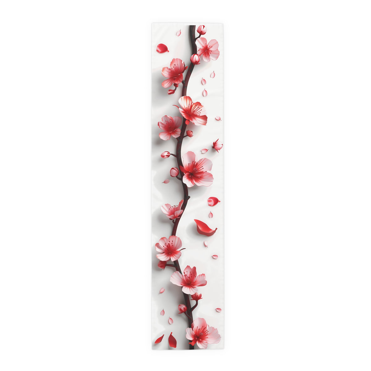 3D Table Runner with Pretty Plum Blossoms Design (16&quot; × 72&quot;)