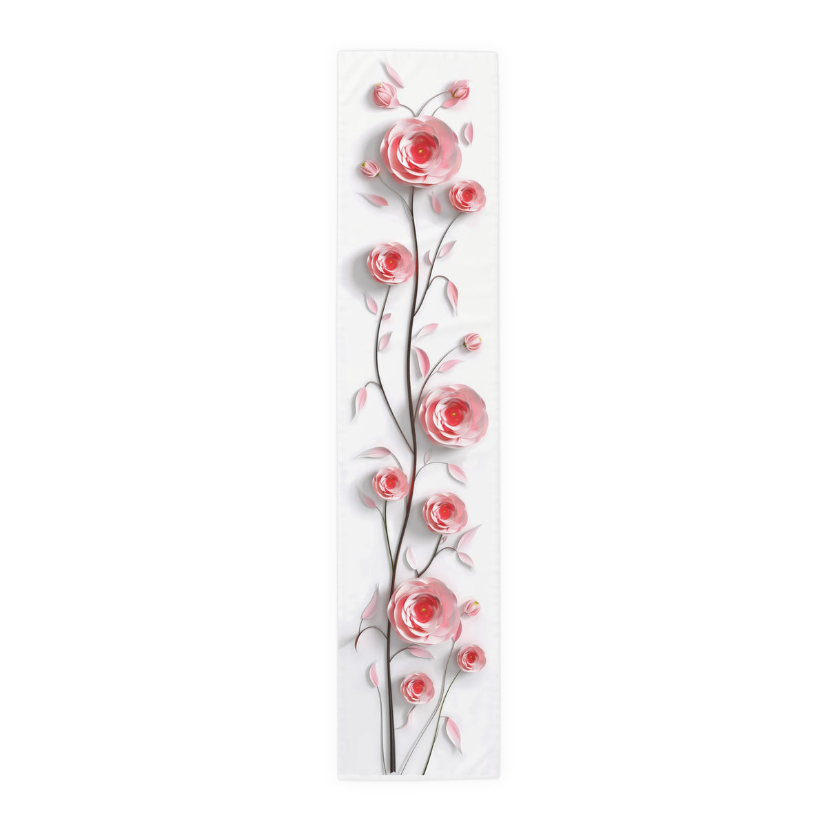 3D Table Runner with Pink Ranunuculus Floral Design (16&quot; × 72&quot;)