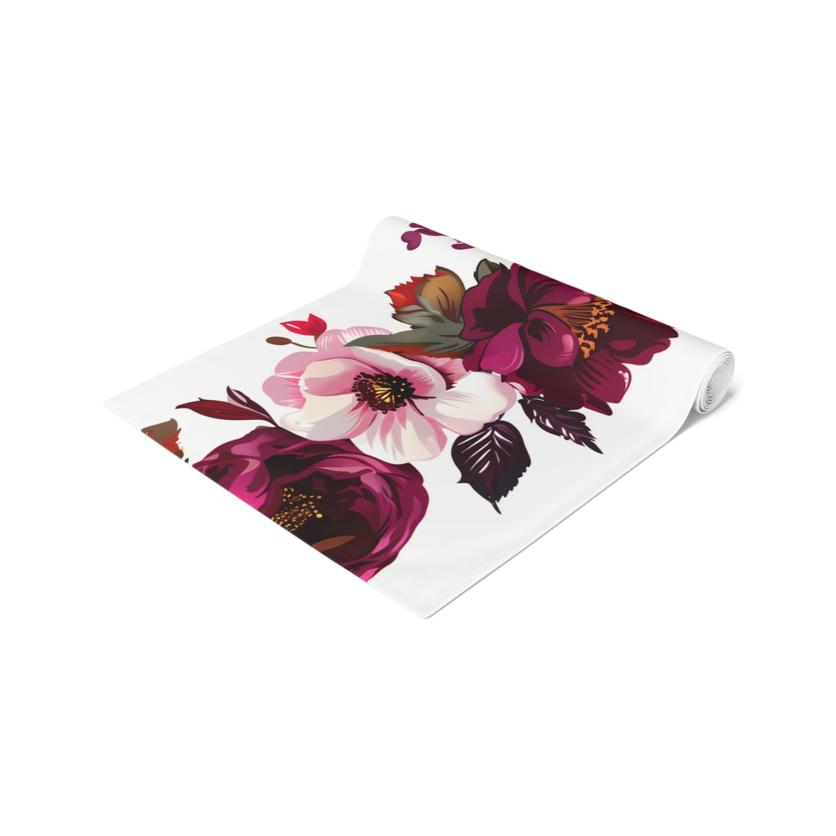 Viva Table Runner with Magenta and Crimson Floral Design (16&quot; × 72&quot;)