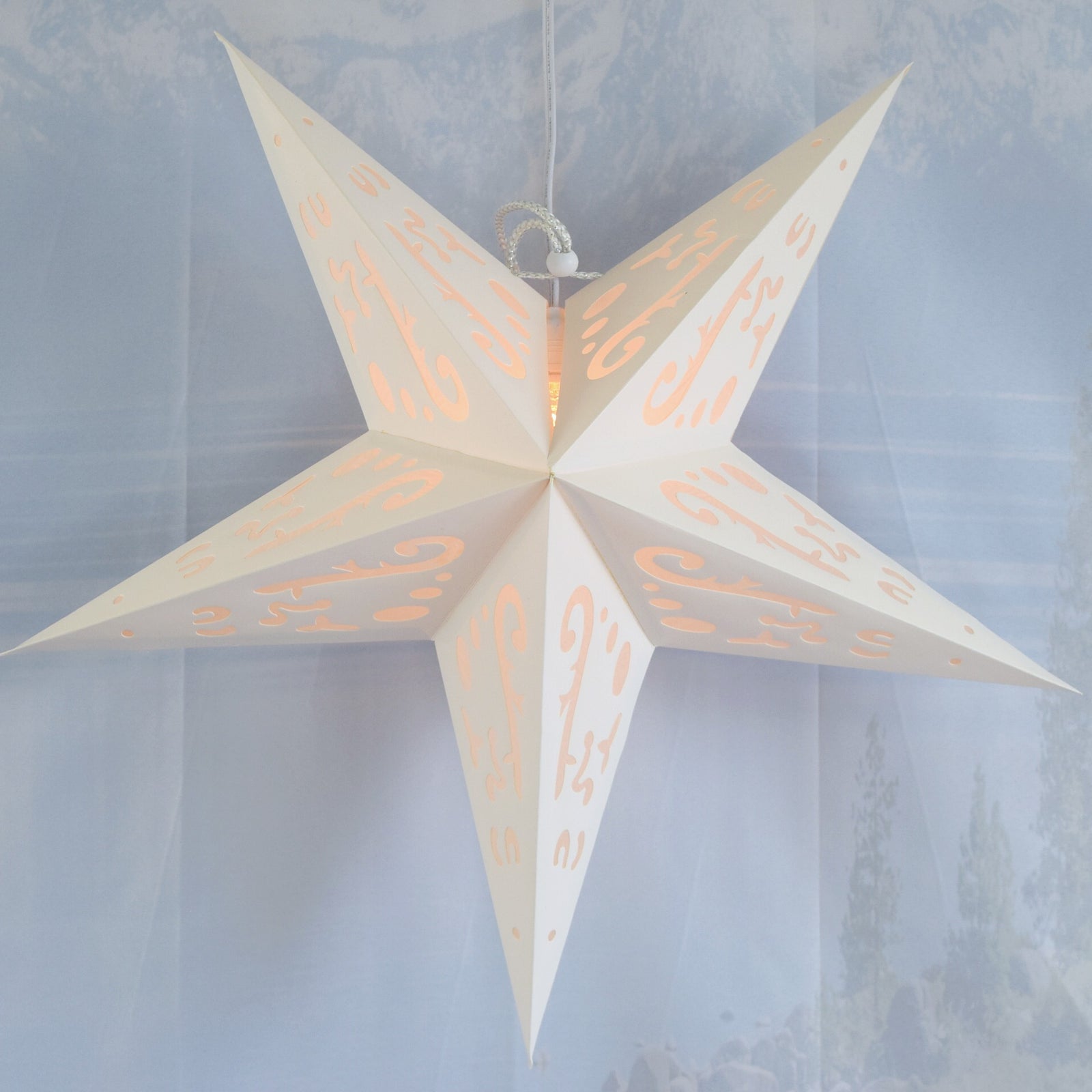 24" White Star Lantern w/ Tissue, Kraftskiva