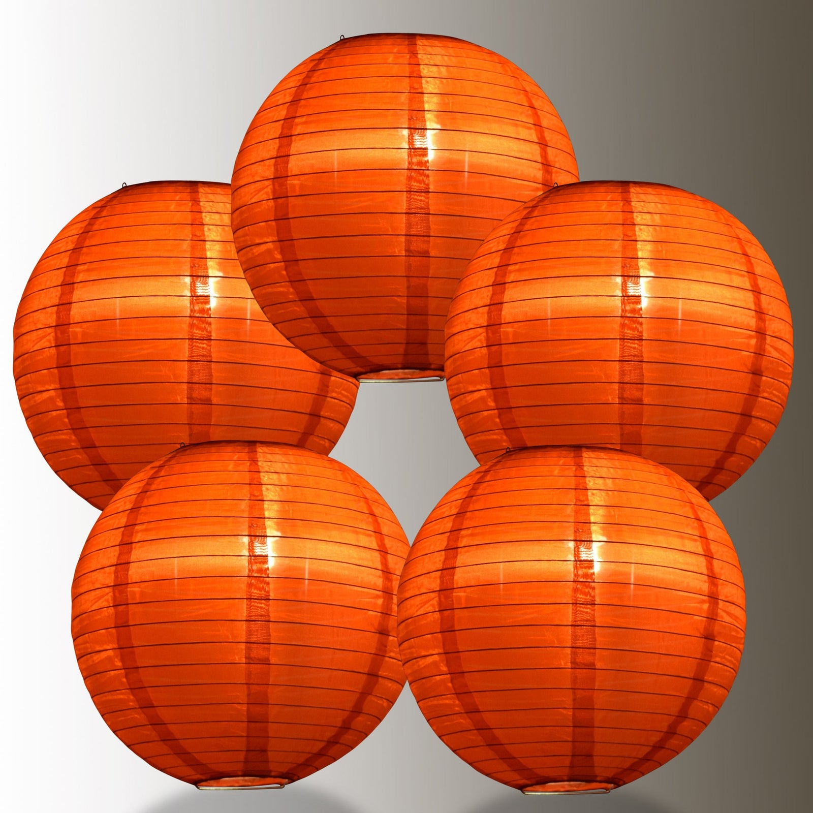 BULK PACK (5) 12" Red Shimmering Nylon Lantern, Even Ribbing, Durable, Hanging