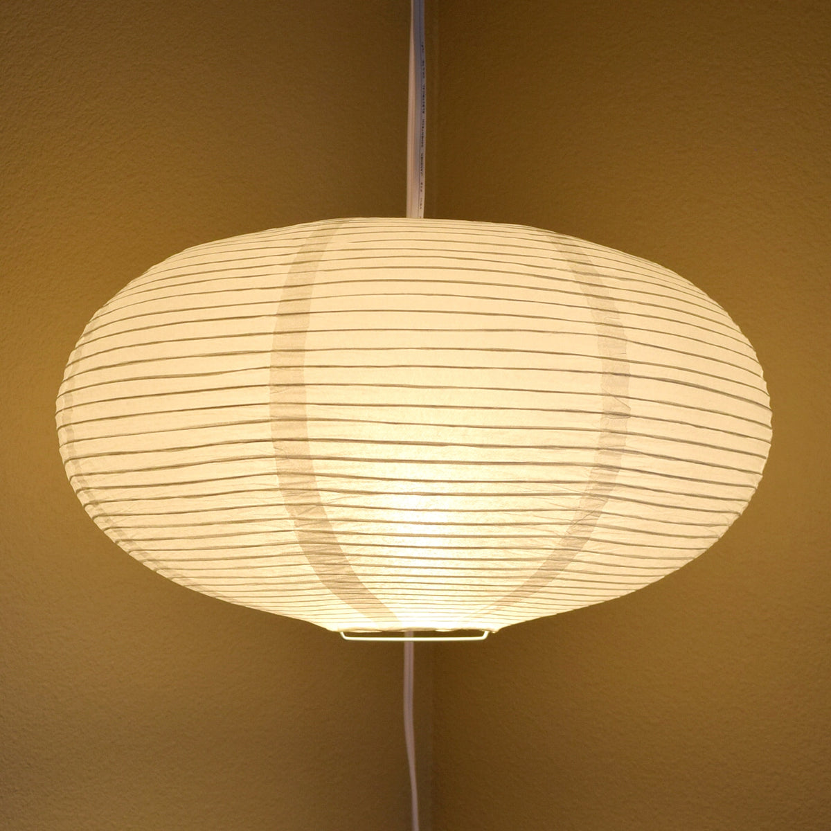Oval Shaped Premium Fine Line Paper Lantern, White (16&quot;W x 9.5&quot;H)