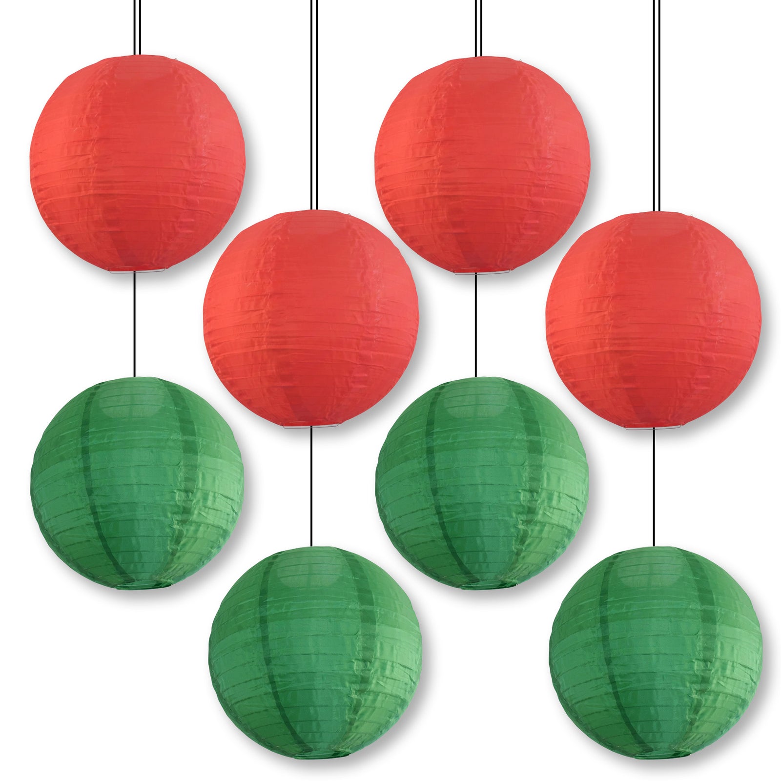 8 PACK | Festive Holiday Nylon Lanterns, Green Red Combo Set