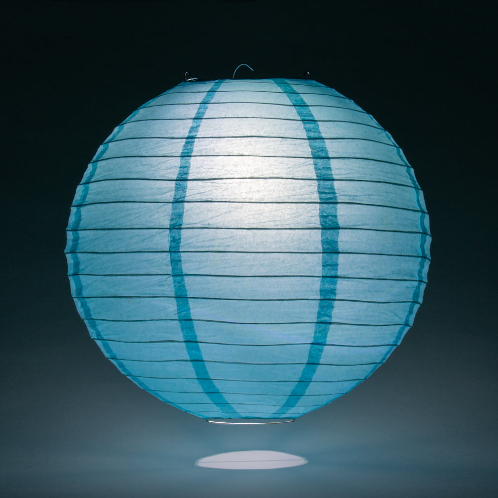 6" Baby Blue Round Paper Lantern, Even Ribbing, Chinese Hanging Wedding & Party Decoration - PaperLanternStore.com - Paper Lanterns, Decor, Party Lights & More