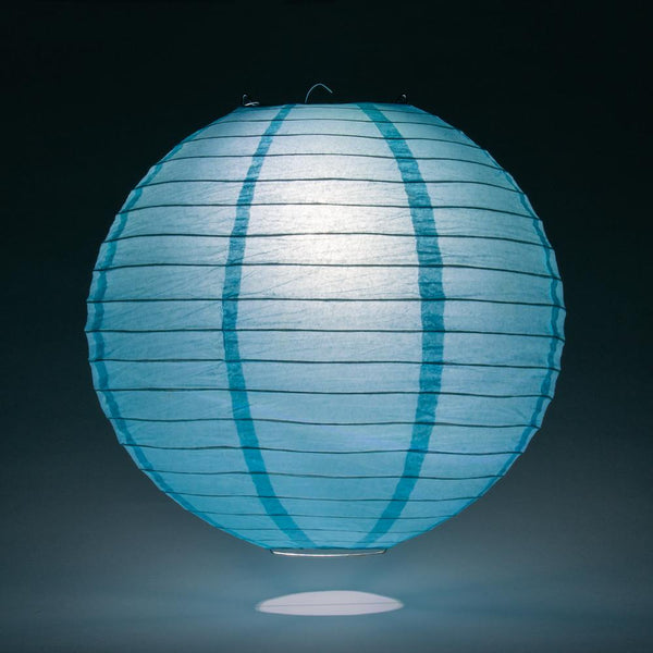 BULK PACK (5) 8" Baby Blue Round Paper Lantern, Even Ribbing, Hanging Decoration - PaperLanternStore.com - Paper Lanterns, Decor, Party Lights & More