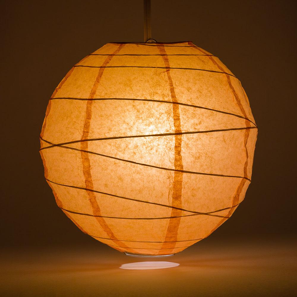 BULK PACK (12) 24" Peach / Orange Coral Round Paper Lantern, Crisscross Ribbing, Chinese Hanging Wedding & Party Decoration - PaperLanternStore.com - Paper Lanterns, Decor, Party Lights & More