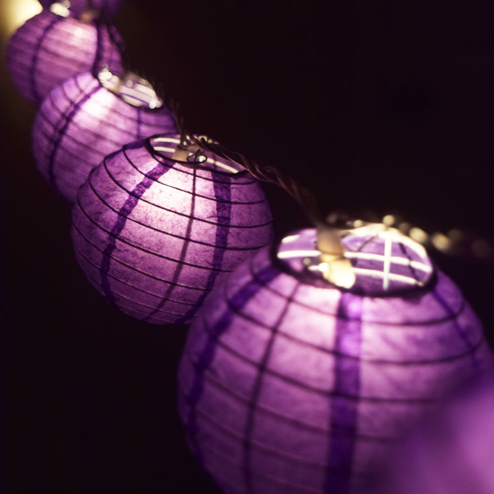 10 Socket Purple Round Paper Lantern Party String Lights (4" Lanterns, Expandable) - PaperLanternStore.com - Paper Lanterns, Decor, Party Lights & More