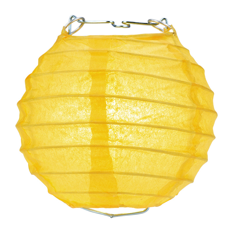 10 Socket Yellow Round Paper Lantern Party String Lights (4&quot; Lanterns, Expandable) - PaperLanternStore.com - Paper Lanterns, Decor, Party Lights &amp; More