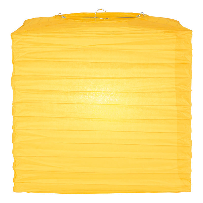 10" Yellow Square Shaped Paper Lantern - PaperLanternStore.com - Paper Lanterns, Decor, Party Lights & More