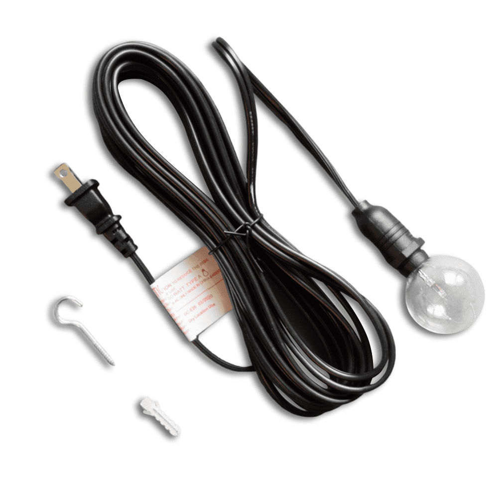 11FT Black Weatherproof Outdoor Pendant Light Lamp Cord Kit, E12 C7 Base - PaperLanternStore.com - Paper Lanterns, Decor, Party Lights & More