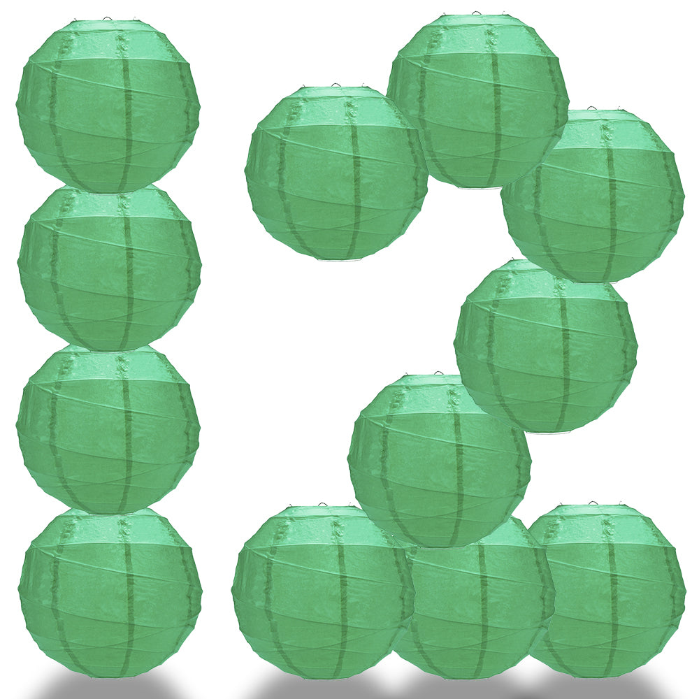 12 PACK | 12" Arcadia Teal Crisscross Ribbing, Hanging Paper Lantern Combo Set - PaperLanternStore.com - Paper Lanterns, Decor, Party Lights & More