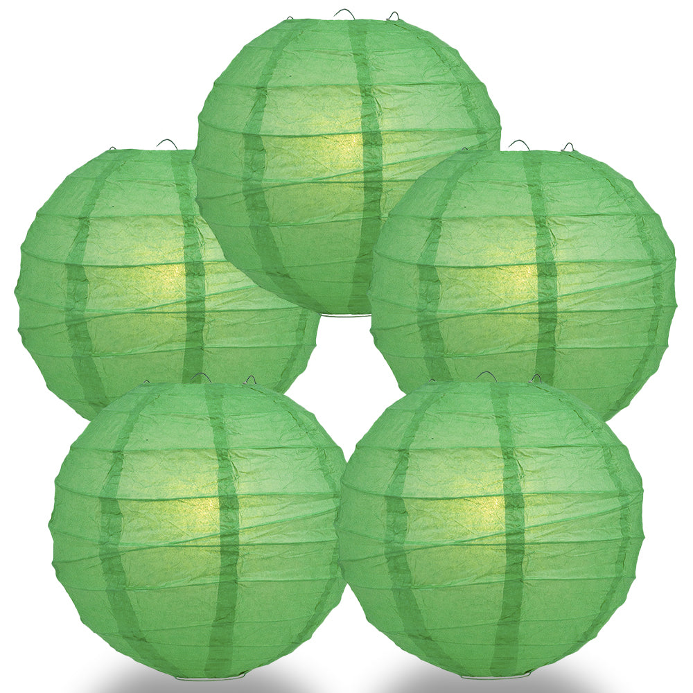 5 PACK | 12" Emerald Green Crisscross Ribbing, Hanging Paper Lanterns - PaperLanternStore.com - Paper Lanterns, Decor, Party Lights & More