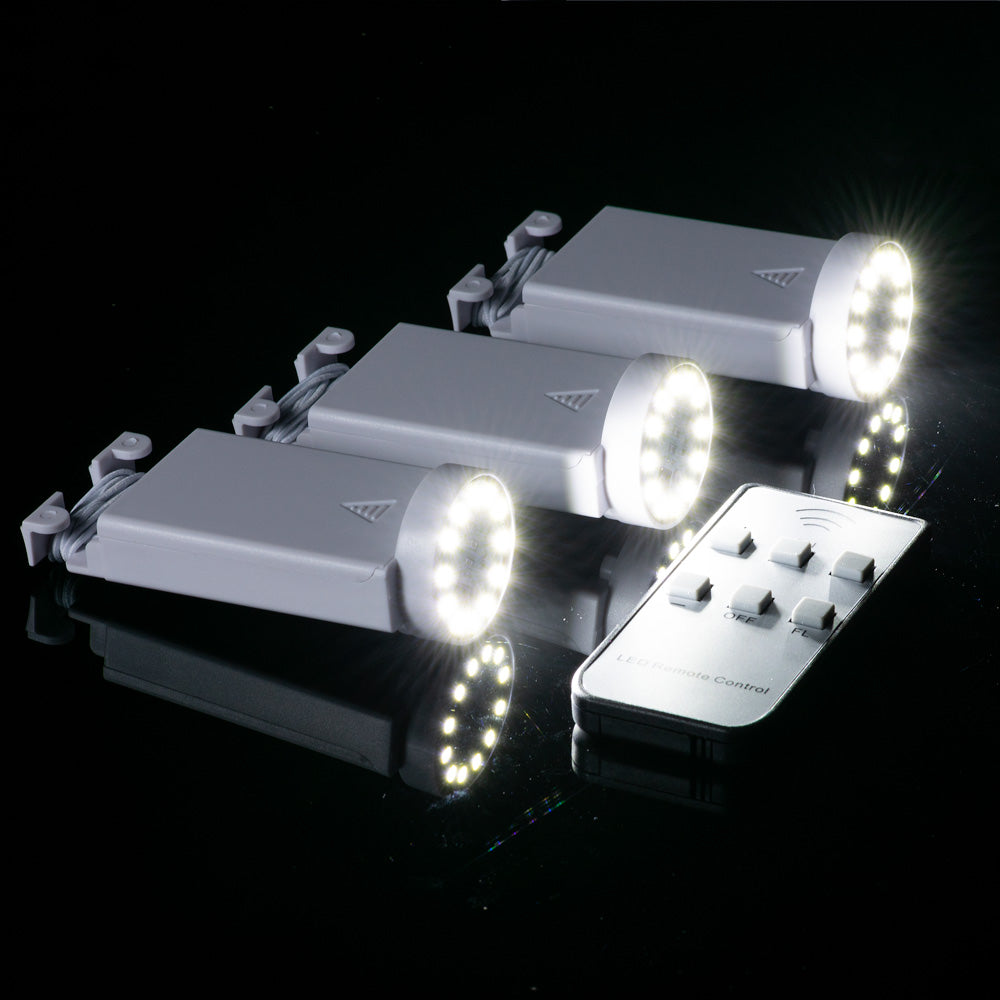 Fantado MoonBright™ BULK COMBO 12 LED Multi-function Remote Controlled Battery Powered Lights for Lanterns, Cool White (6 PACK + Remote Control) - PaperLanternStore.com - Paper Lanterns, Decor, Party Lights & More