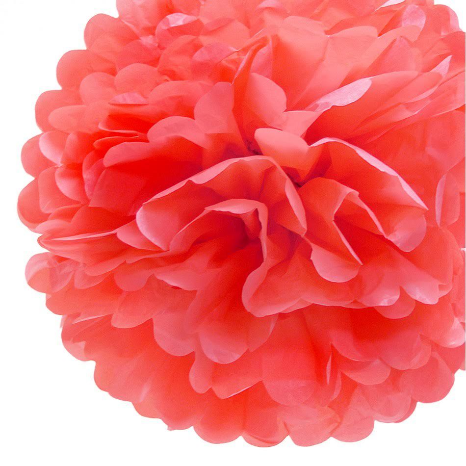 EZ-Fluff 12" Roseate Tissue Paper Pom Poms Flowers Balls, Decorations (4 PACK) - PaperLanternStore.com - Paper Lanterns, Decor, Party Lights & More