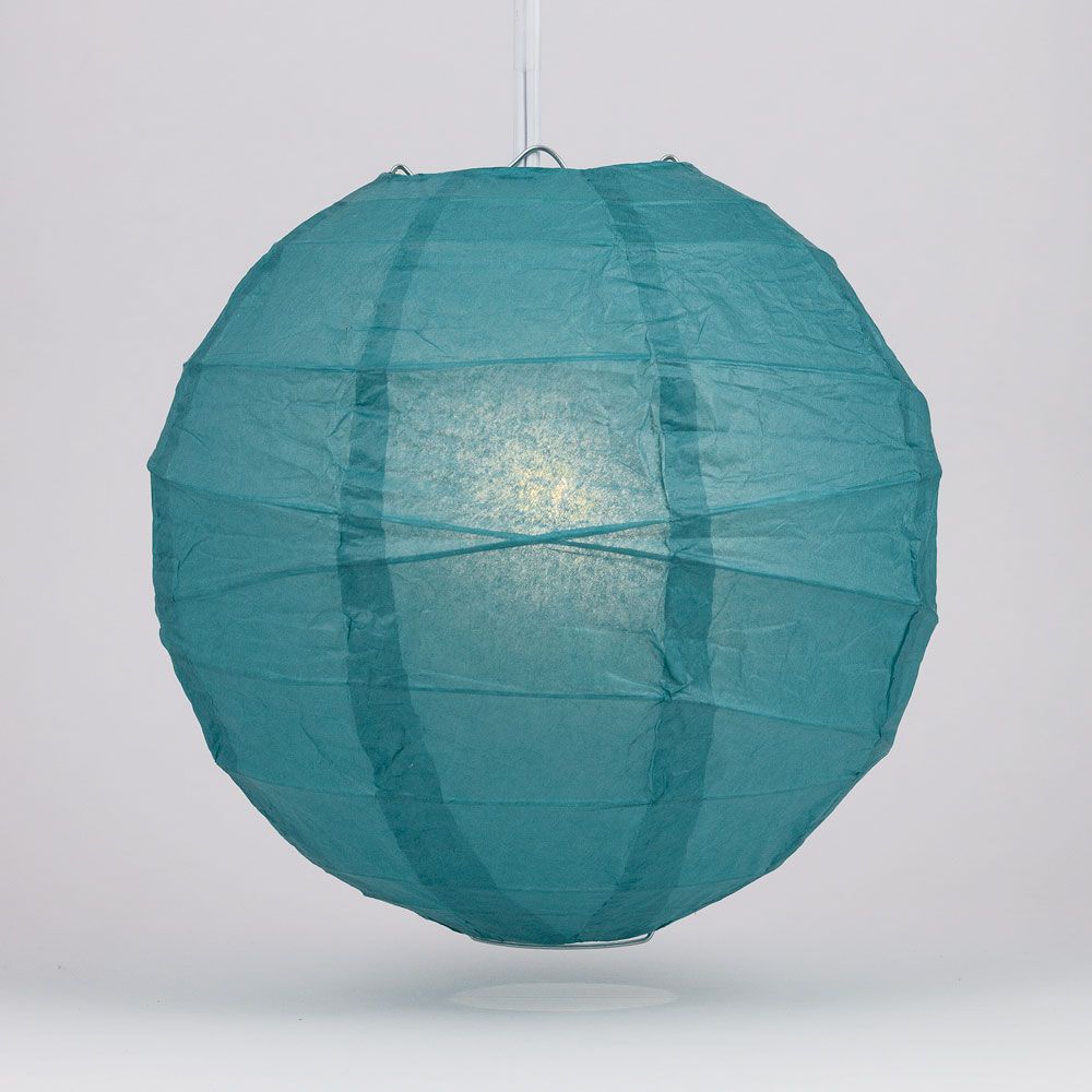 10&quot; Tahiti Teal Round Paper Lantern, Crisscross Ribbing, Chinese Hanging Wedding &amp; Party Decoration - PaperLanternStore.com - Paper Lanterns, Decor, Party Lights &amp; More