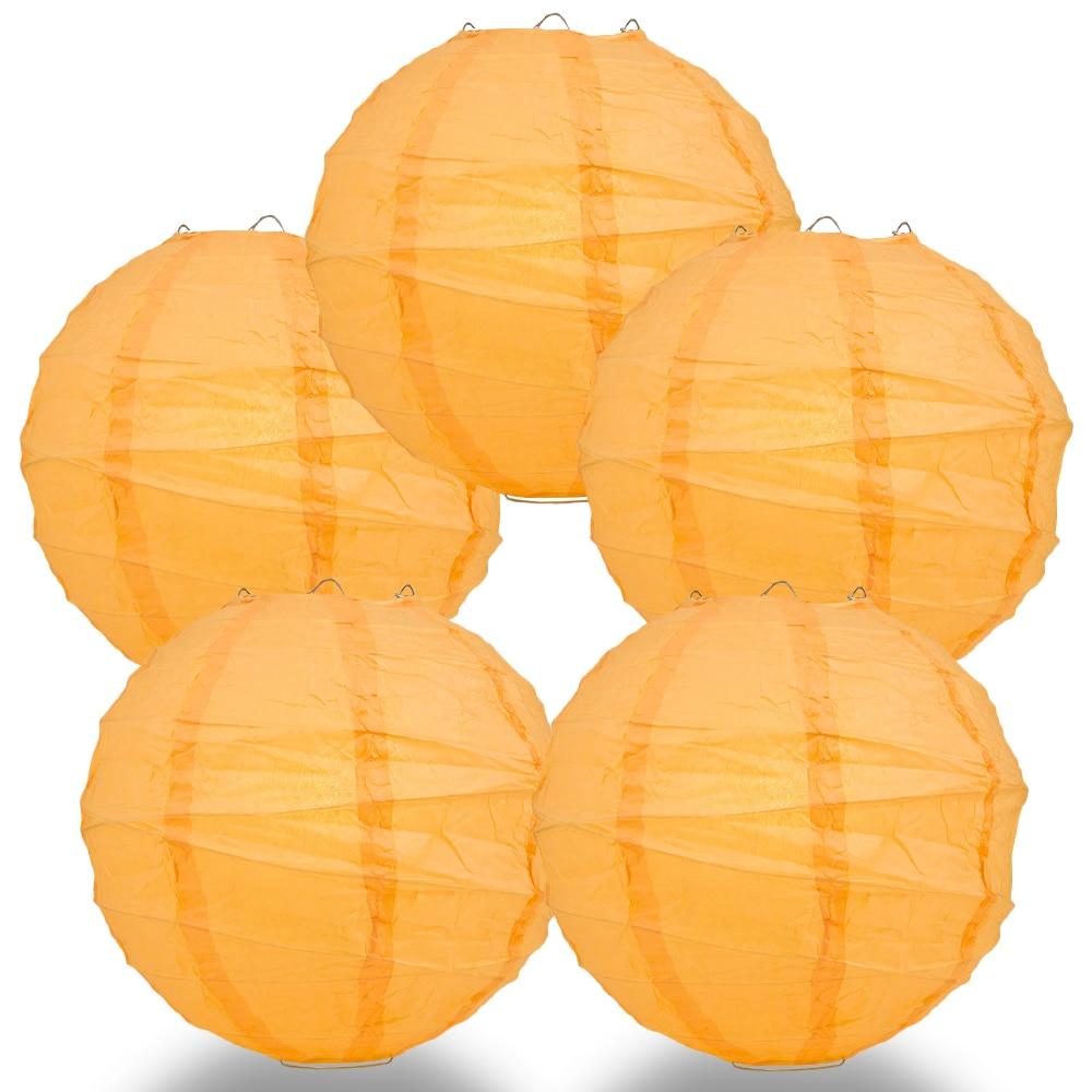 BULK PACK (5) 32" Papaya Round Paper Lantern, Crisscross Ribbing, Chinese Hanging Wedding & Party Decoration - PaperLanternStore.com - Paper Lanterns, Decor, Party Lights & More