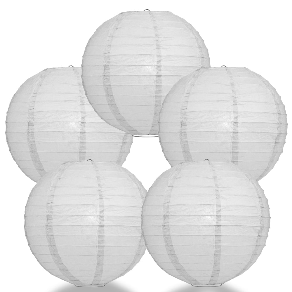 5 PACK | 12" Grey Even Ribbing Round Paper Lanterns - PaperLanternStore.com - Paper Lanterns, Decor, Party Lights & More