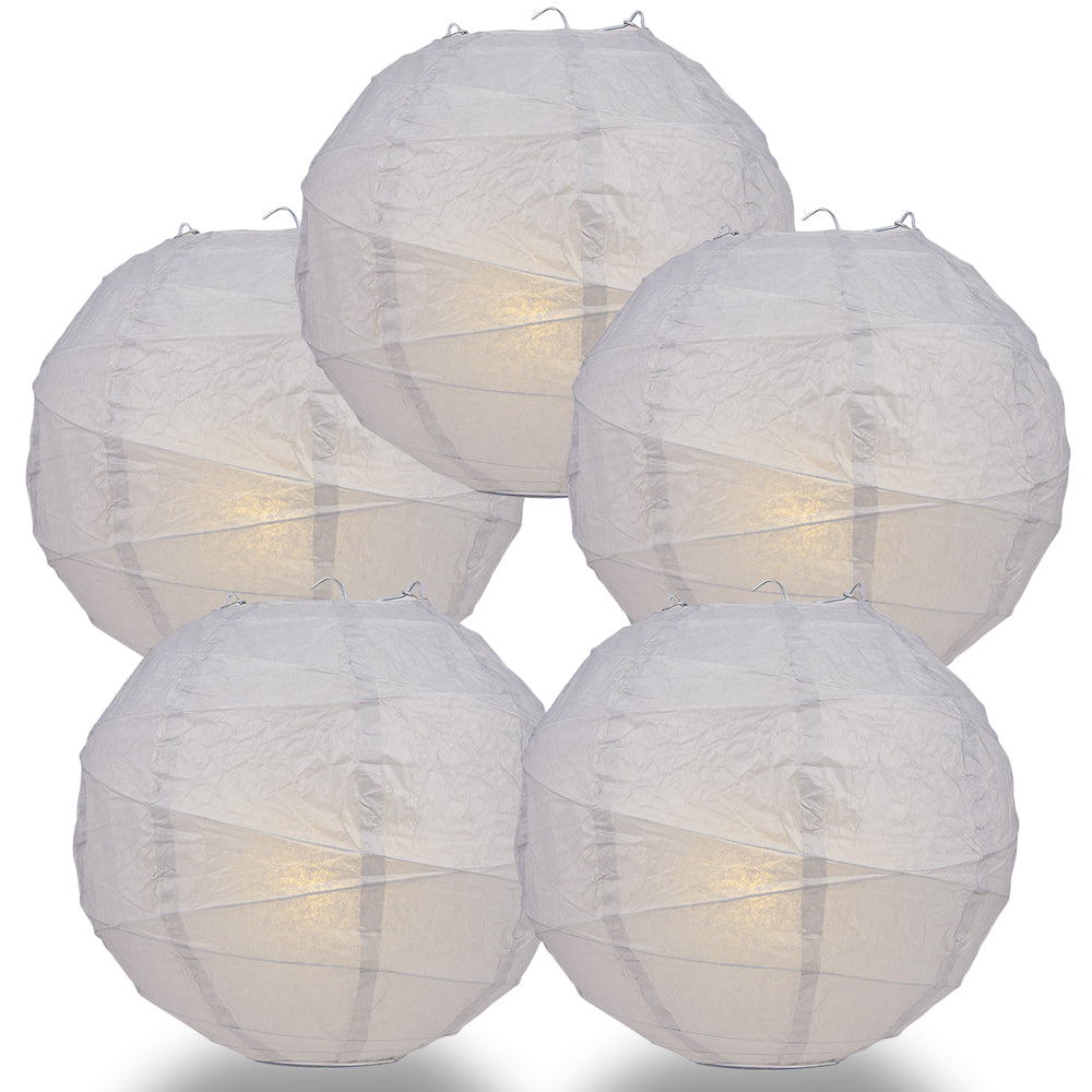 5 PACK | 12" Grey Crisscross Ribbing, Hanging Paper Lanterns - PaperLanternStore.com - Paper Lanterns, Decor, Party Lights & More