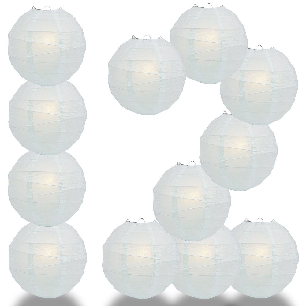 12 PACK | 12" Arctic Spa Blue Crisscross Ribbing, Hanging Paper Lantern Combo Set - PaperLanternStore.com - Paper Lanterns, Decor, Party Lights & More