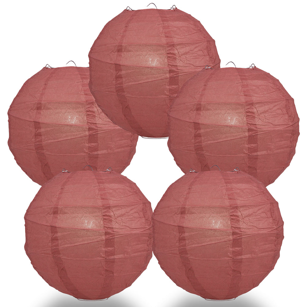 5 PACK | 12" Marasala / Burgundy Wine Crisscross Ribbing, Hanging Paper Lanterns - PaperLanternStore.com - Paper Lanterns, Decor, Party Lights & More