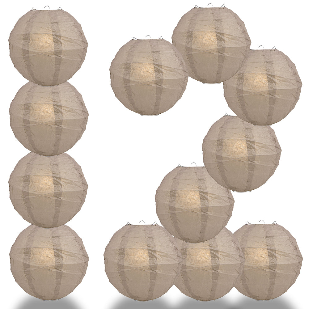 12 PACK | 12" Dusty Sand Rose Crisscross Ribbing, Hanging Paper Lantern Combo Set - PaperLanternStore.com - Paper Lanterns, Decor, Party Lights & More