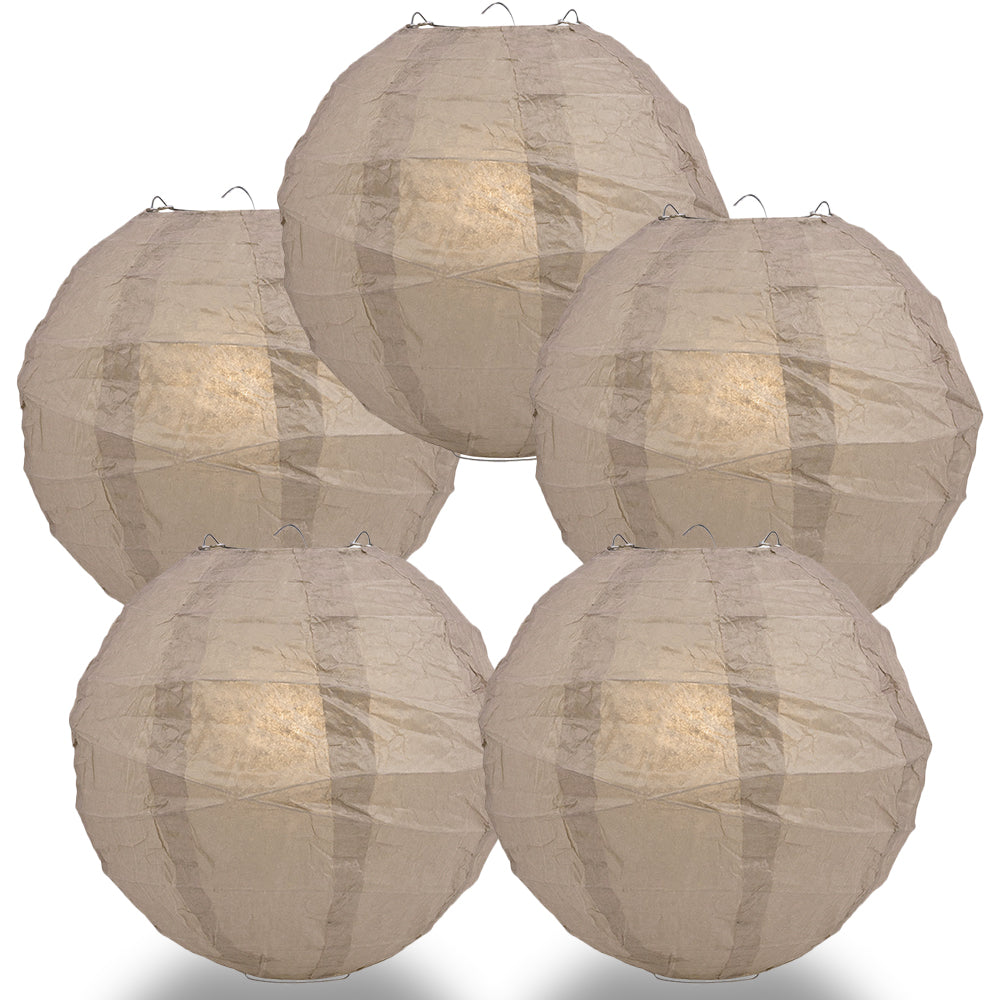 5 PACK | 12" Dusty Sand Rose Crisscross Ribbing, Hanging Paper Lanterns - PaperLanternStore.com - Paper Lanterns, Decor, Party Lights & More