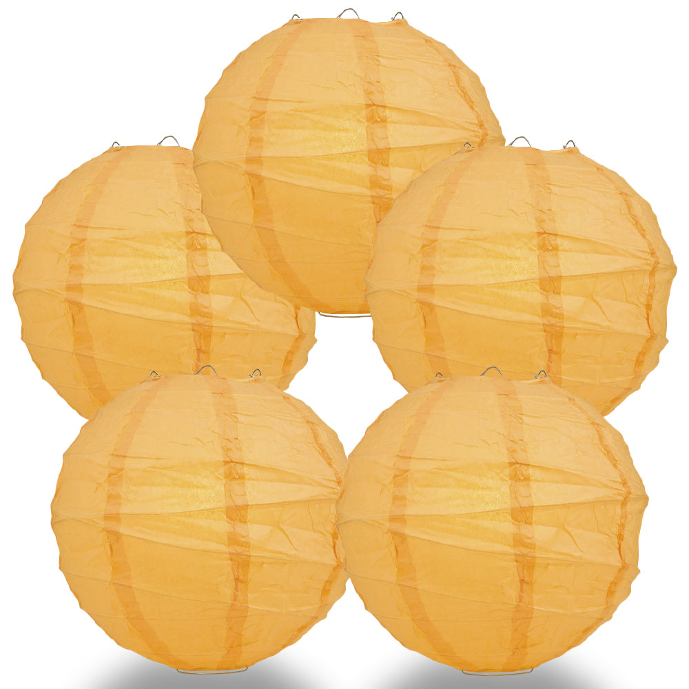 5 PACK | 12" Papaya Crisscross Ribbing, Hanging Paper Lanterns - PaperLanternStore.com - Paper Lanterns, Decor, Party Lights & More