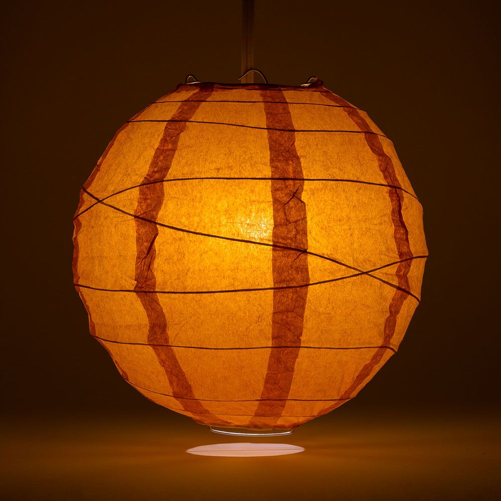 12" Persimmon Orange Round Paper Lantern, Crisscross Ribbing, Chinese Hanging Wedding & Party Decoration - PaperLanternStore.com - Paper Lanterns, Decor, Party Lights & More