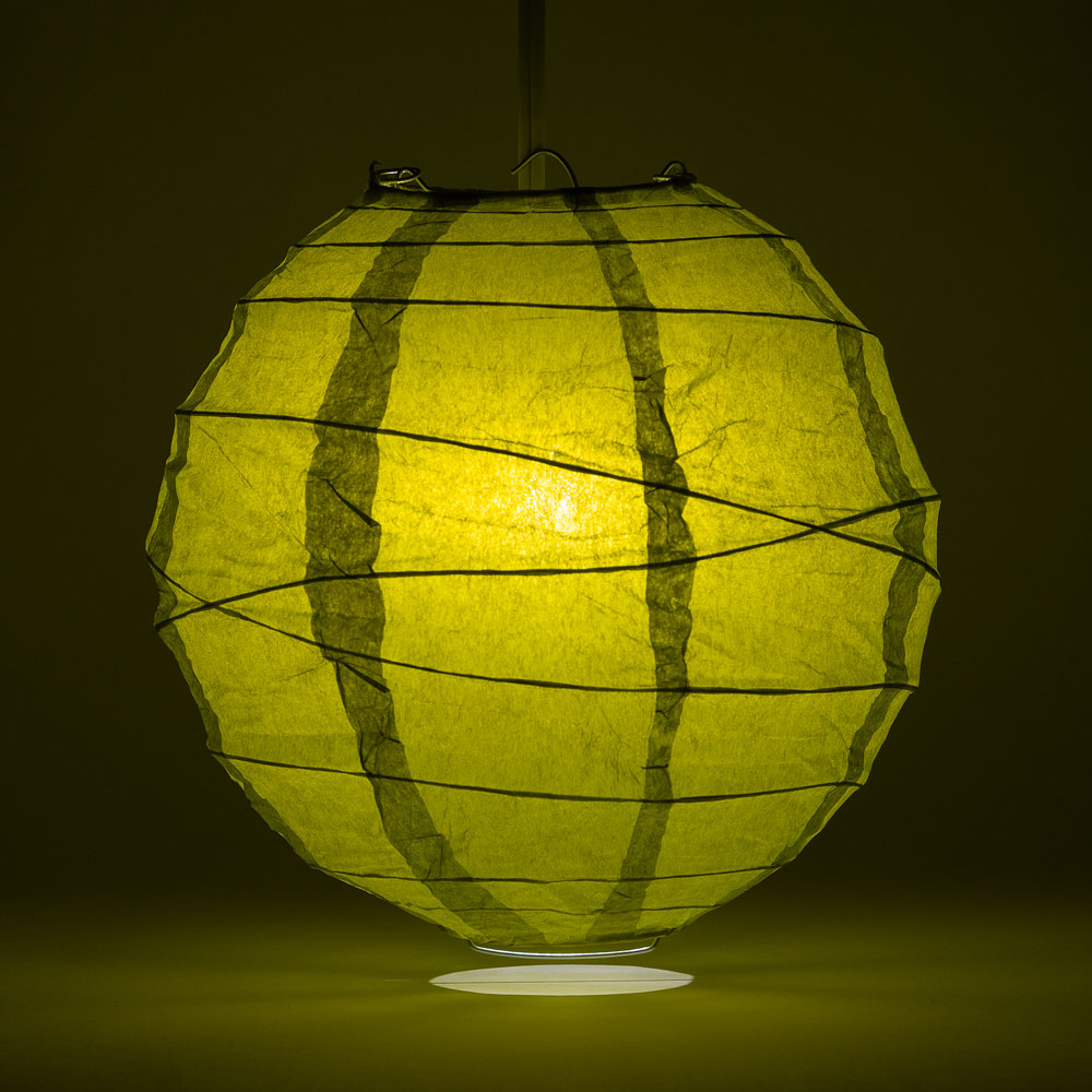 6" Chartreuse Round Paper Lantern, Crisscross Ribbing, Chinese Hanging Wedding & Party Decoration - PaperLanternStore.com - Paper Lanterns, Decor, Party Lights & More