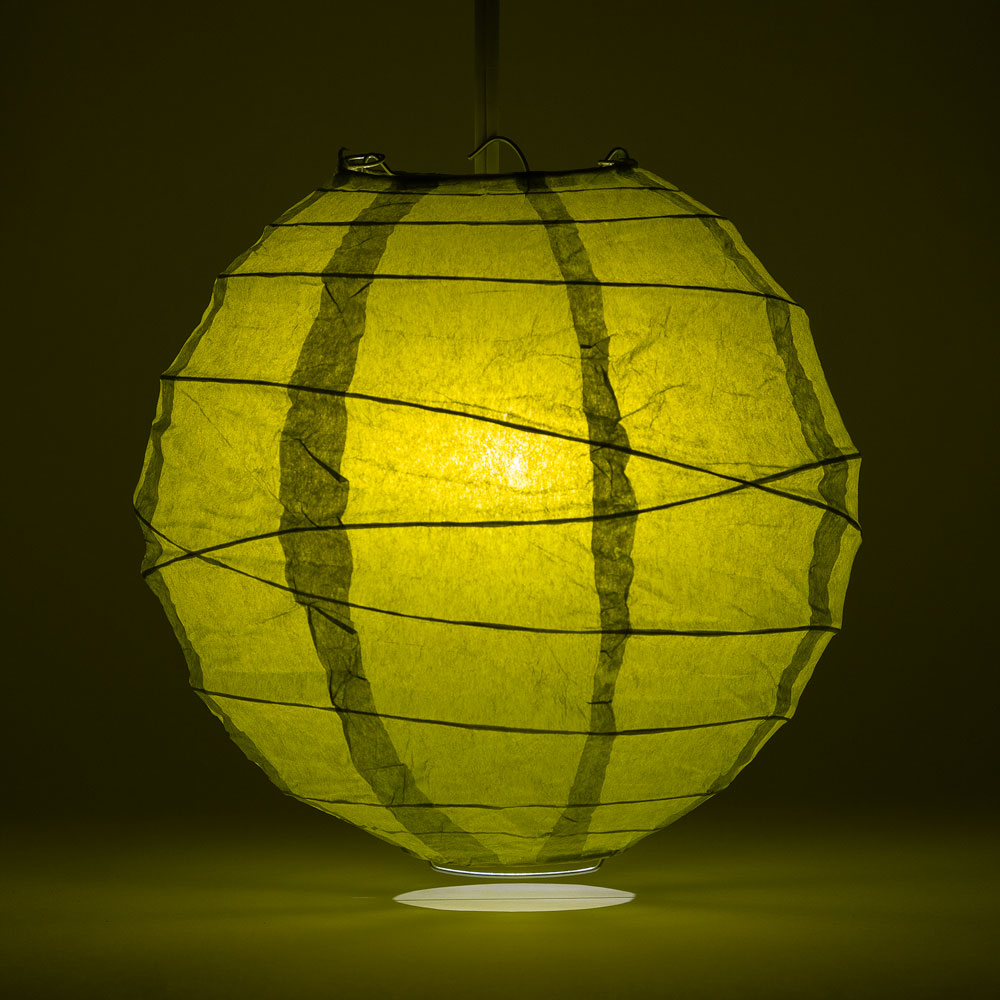 16&quot; Chartreuse Yellow Green Round Paper Lantern, Crisscross Ribbing, Chinese Hanging Wedding &amp; Party Decoration - PaperLanternStore.com - Paper Lanterns, Decor, Party Lights &amp; More