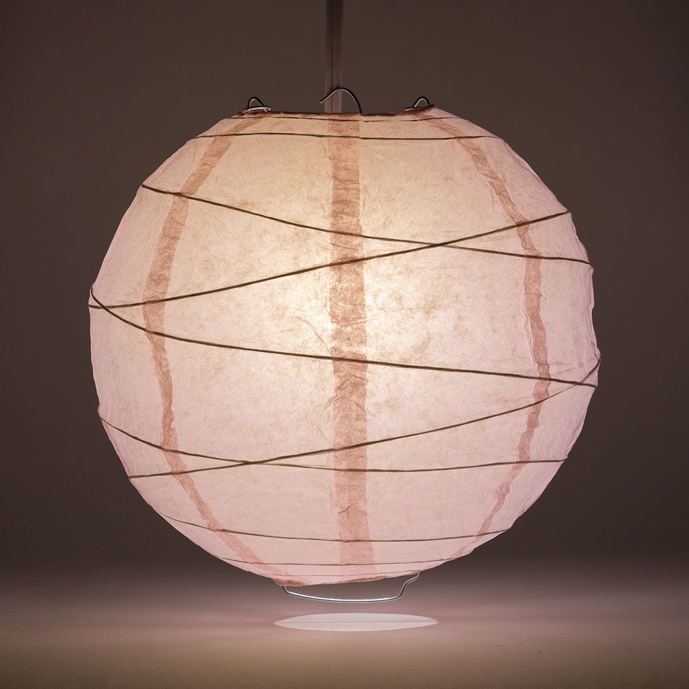 16" Pink Round Paper Lantern, Crisscross Ribbing, Chinese Hanging Wedding & Party Decoration - PaperLanternStore.com - Paper Lanterns, Decor, Party Lights & More