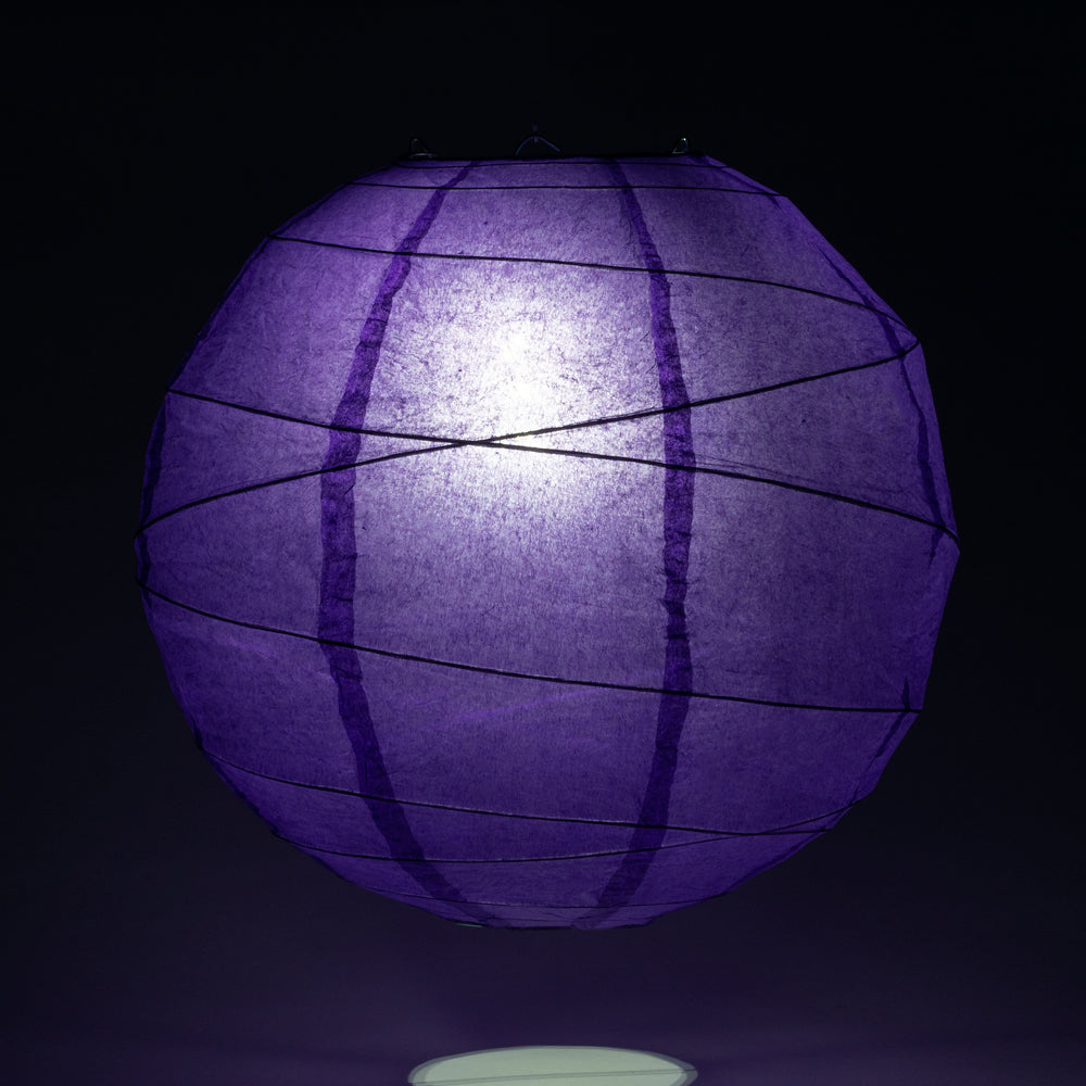 14" Plum Purple Round Paper Lantern, Crisscross Ribbing, Chinese Hanging Wedding & Party Decoration - PaperLanternStore.com - Paper Lanterns, Decor, Party Lights & More