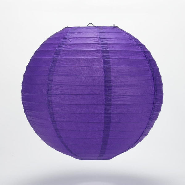 16" Plum Purple Round Paper Lantern, Even Ribbing, Hanging Decoration - PaperLanternStore.com - Paper Lanterns, Decor, Party Lights & More