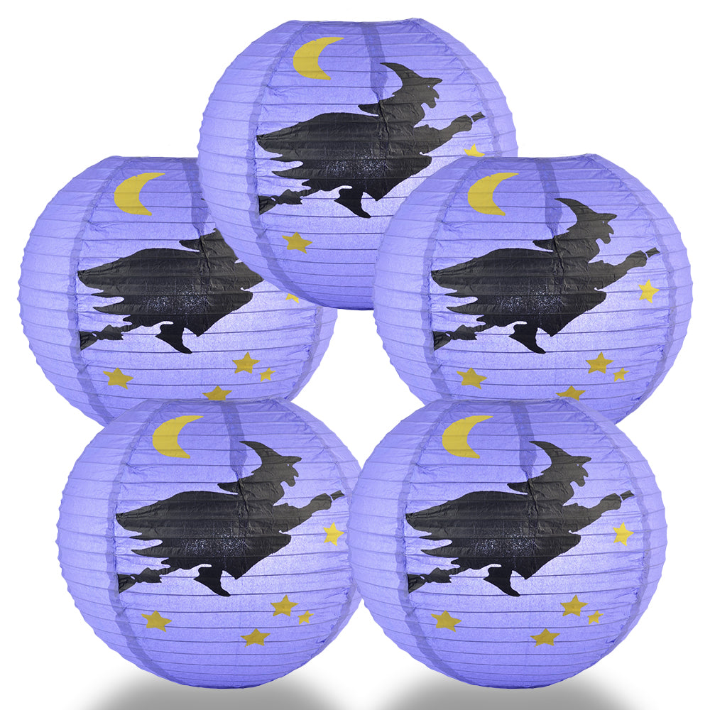 5 PACK | 14" Flying Witch Halloween Paper Lantern - PaperLanternStore.com - Paper Lanterns, Decor, Party Lights & More