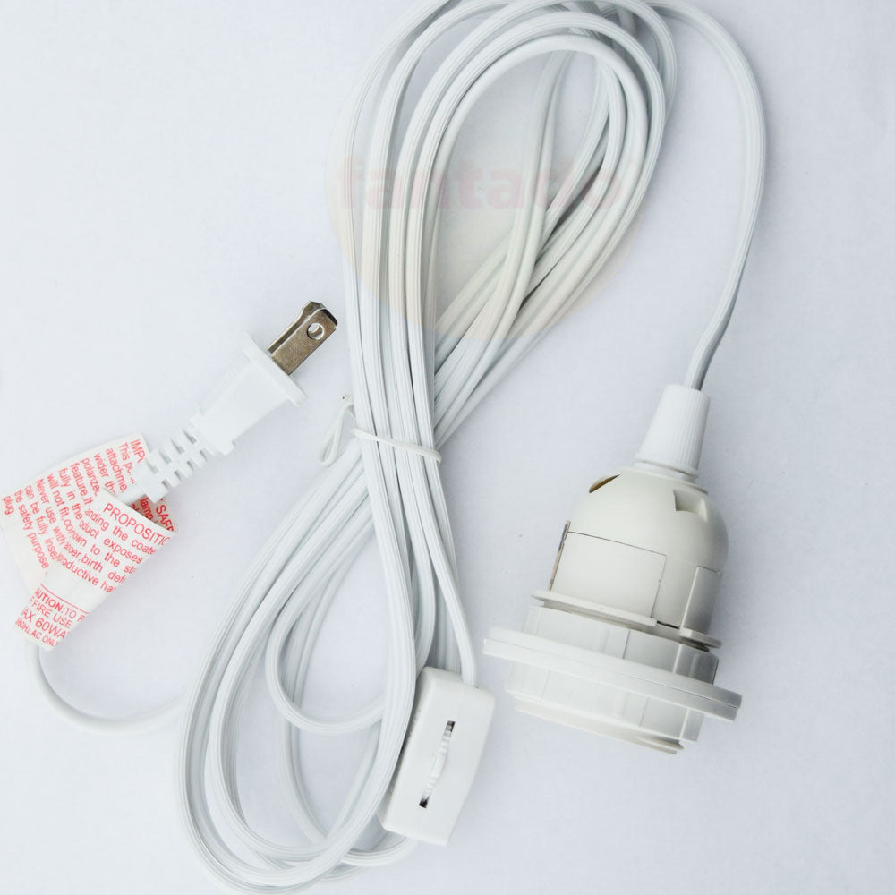 Single Socket White Pendant Light Lamp Cord for Lanterns & Light Bulbs, 15FT, UL Listed, Switch - Electrical Swag Light Kit - PaperLanternStore.com - Paper Lanterns, Decor, Party Lights & More