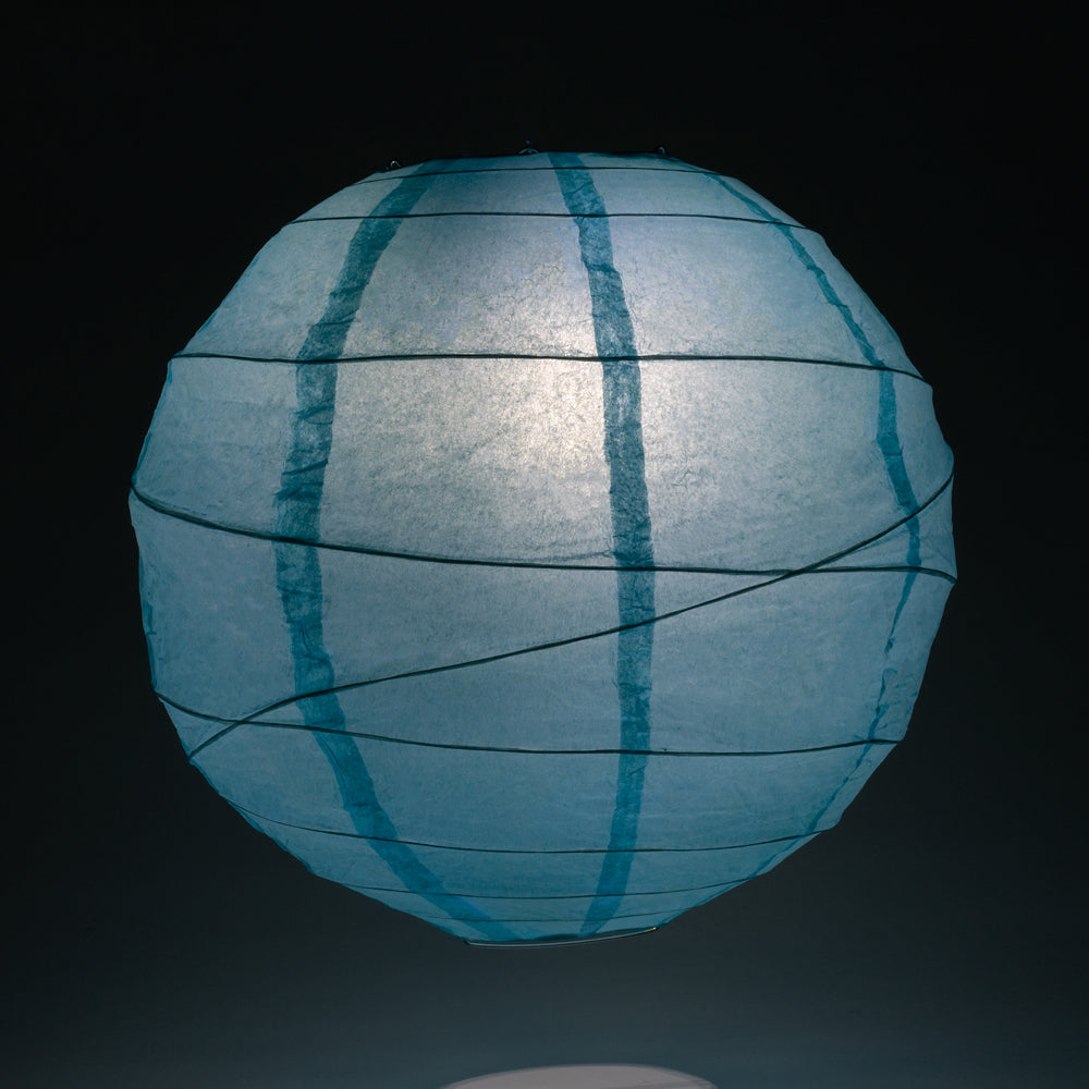 16" Baby Blue Round Paper Lantern, Crisscross Ribbing, Hanging Decoration - PaperLanternStore.com - Paper Lanterns, Decor, Party Lights & More