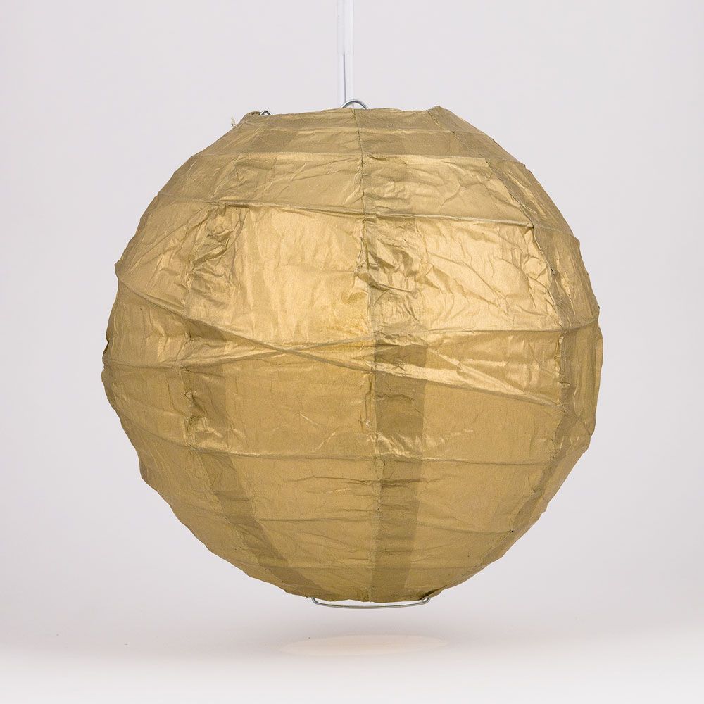 16&quot; Gold Round Paper Lantern, Crisscross Ribbing, Chinese Hanging Wedding &amp; Party Decoration - PaperLanternStore.com - Paper Lanterns, Decor, Party Lights &amp; More