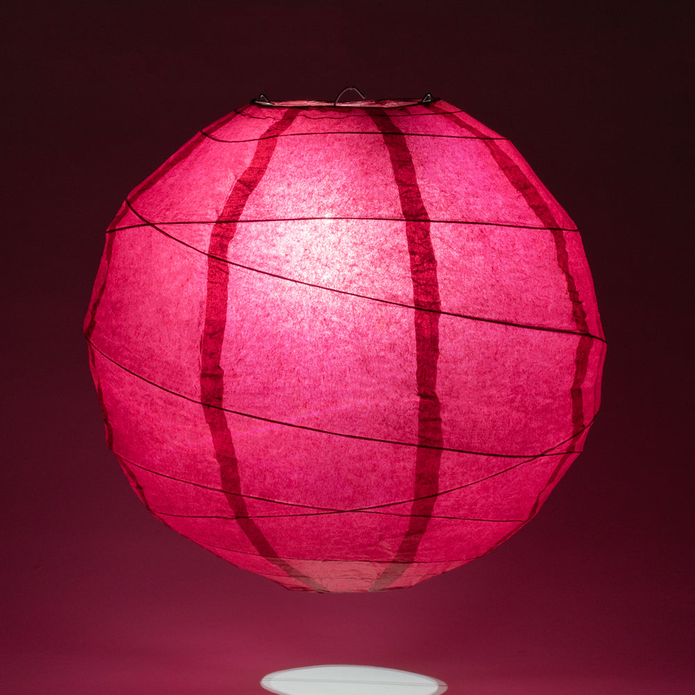 16" Velvet Red Round Paper Lantern, Crisscross Ribbing, Hanging Decoration - PaperLanternStore.com - Paper Lanterns, Decor, Party Lights & More