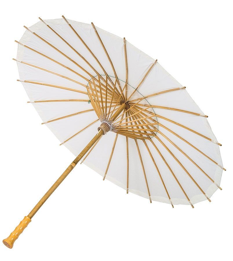 BULK PACK (10) 32&quot; Wedding White Paper Parasol Umbrellas with Elegant Handle