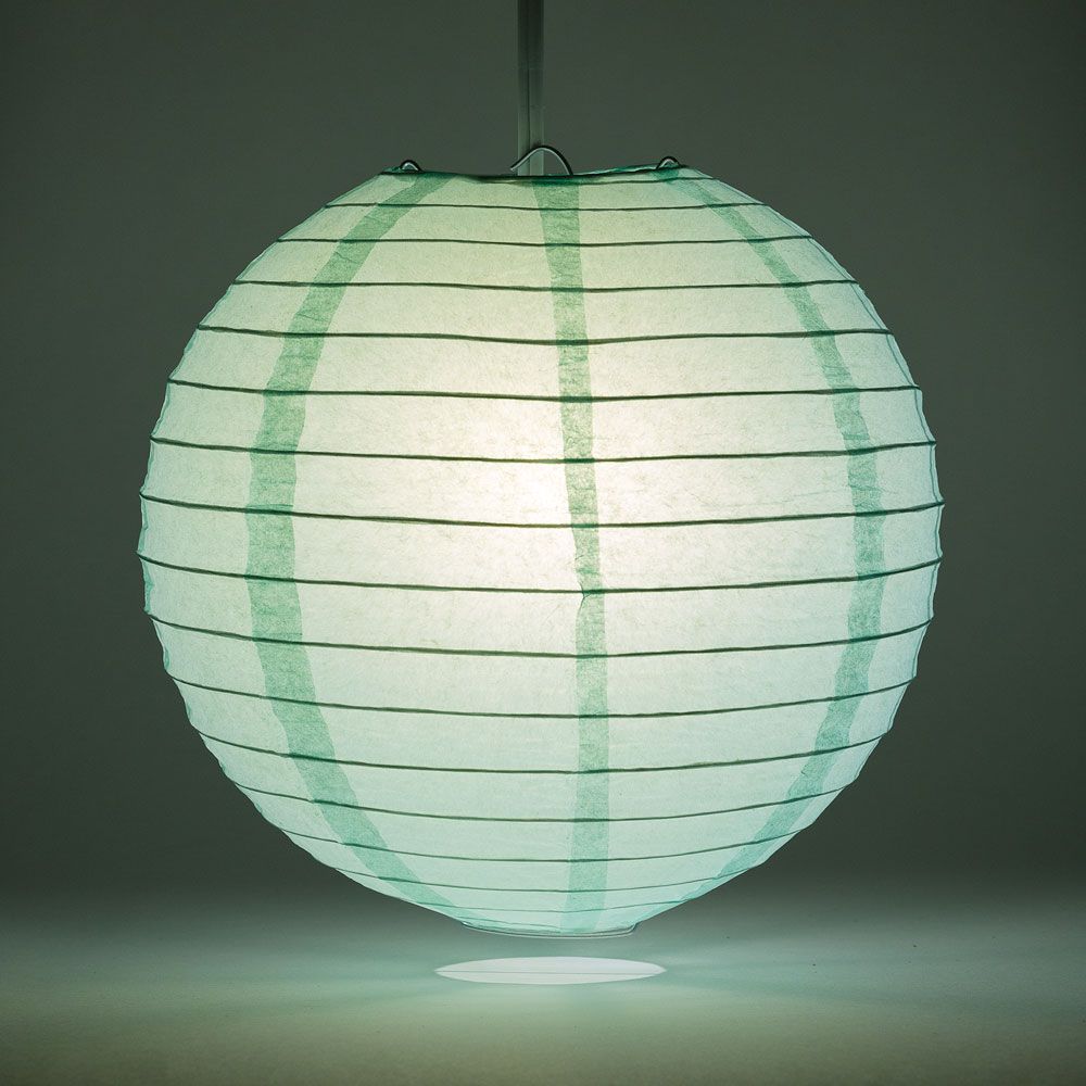 16" Cool Mint Green Round Paper Lantern, Even Ribbing, Chinese Hanging Wedding & Party Decoration - PaperLanternStore.com - Paper Lanterns, Decor, Party Lights & More